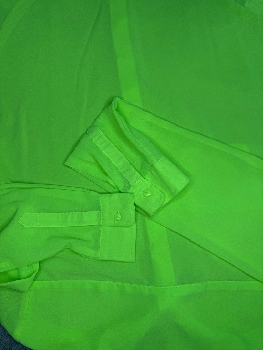 Kut From The Kloth Neon Green Sheer Button Down Long Sleeve Small Blouse NWOT - Picture 7 of 8